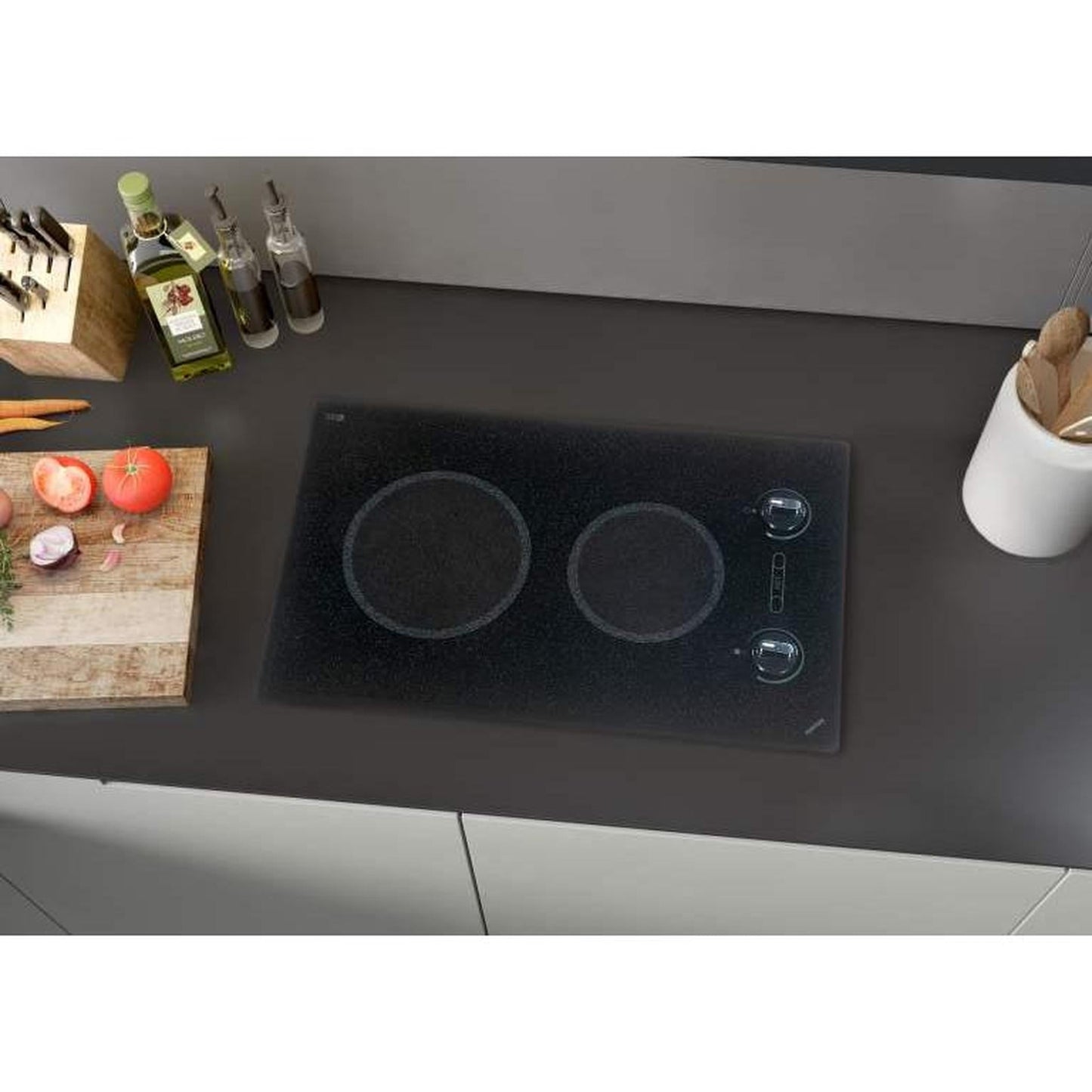 Kenyon Mediterranean 23" 2-Burner Black 120V Large Electric Cooktop With Knob Control