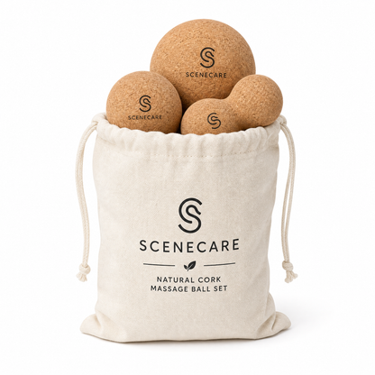 SCENECARE Natural Cork Massage Ball Set for Muscle Relief and Recovery