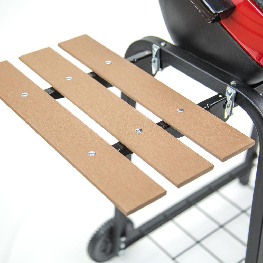 Americana 21" Electric Cart Grill with Two Folding, Composite-Wood Side Tables and Wire Shelf