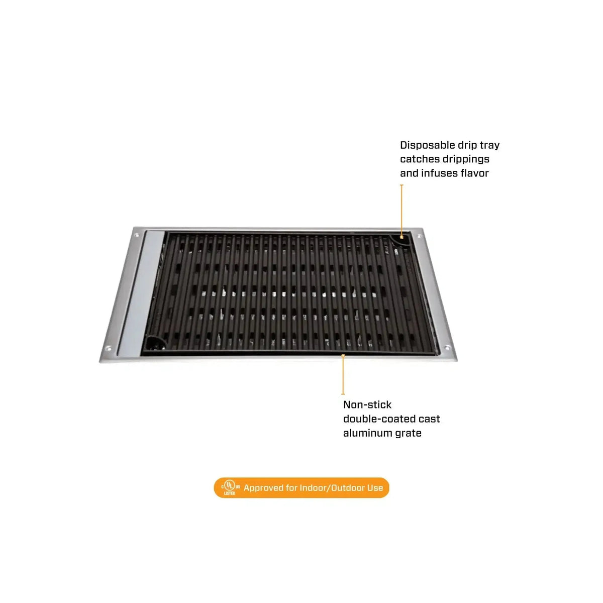 Kenyon Frontier 18" 1-Burner Built-In 240V No Lid Remote Control Electric Grill