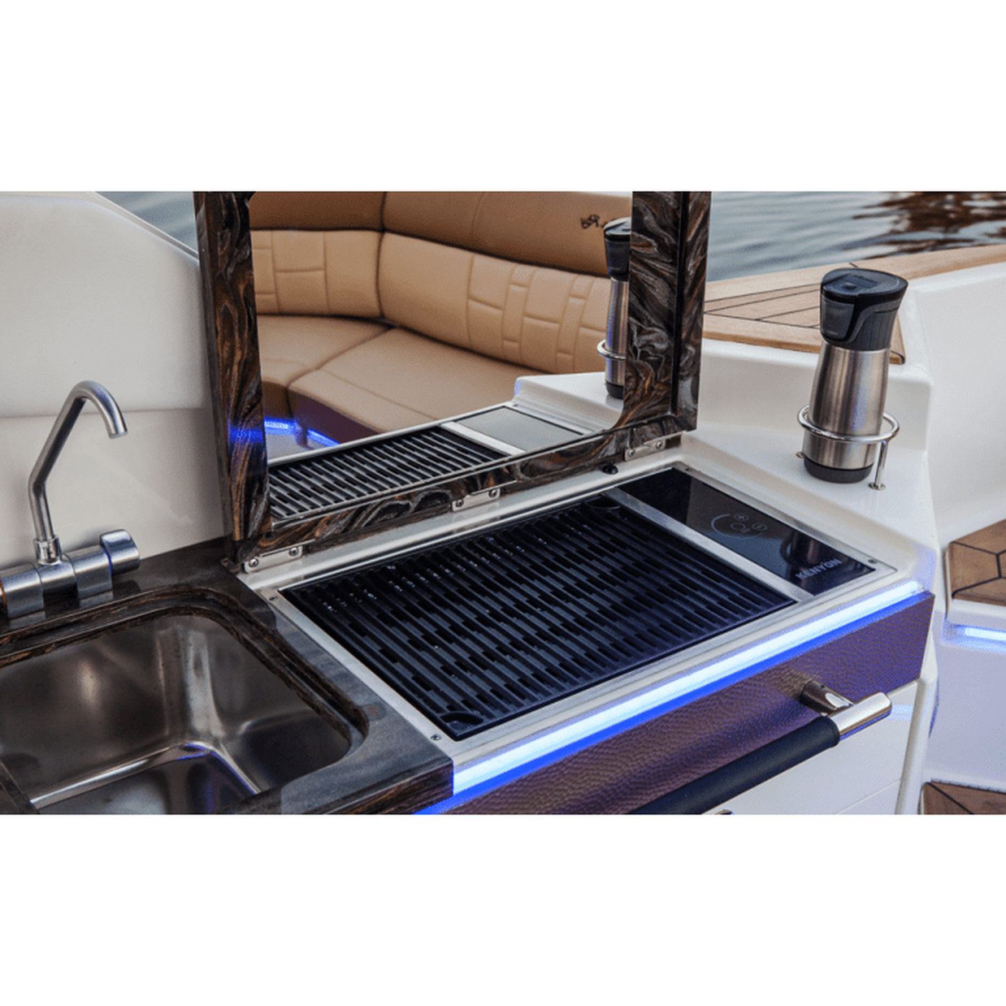 Kenyon Frontier 21" 1-Burner Built-In 120V No Lid Electric Grill With GFCI 3-Prong Cord Plug