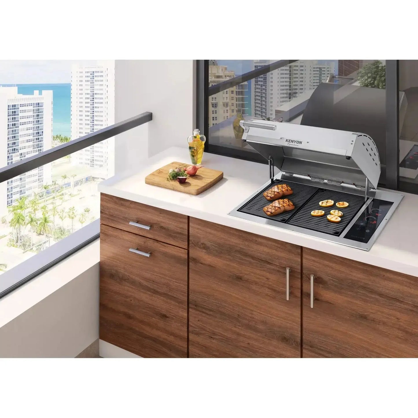 Kenyon Signature 30" 2-Burner Built-In 240V Electric Grill With IntelliKEN Touch Control And Stainless Steel Lid With Fixed Handle And Mounting Holes