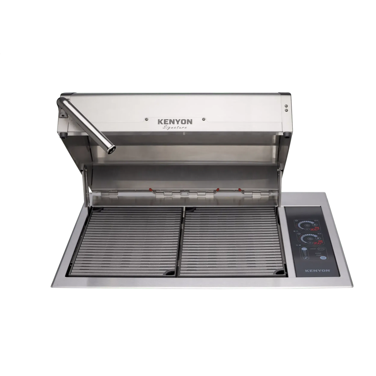 Kenyon Signature 30" 2-Burner Built-In 240V Electric Grill With IntelliKEN Touch Control And White Carbon Fiber Lid With Lighted Handle And Mounting Holes