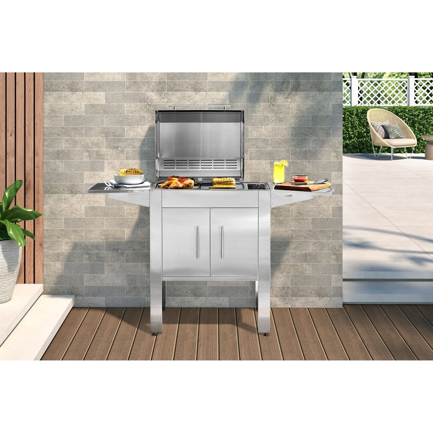 Kenyon Texan 2-Burner 240V Single-Lid Touch Control Electric Grill With Stand