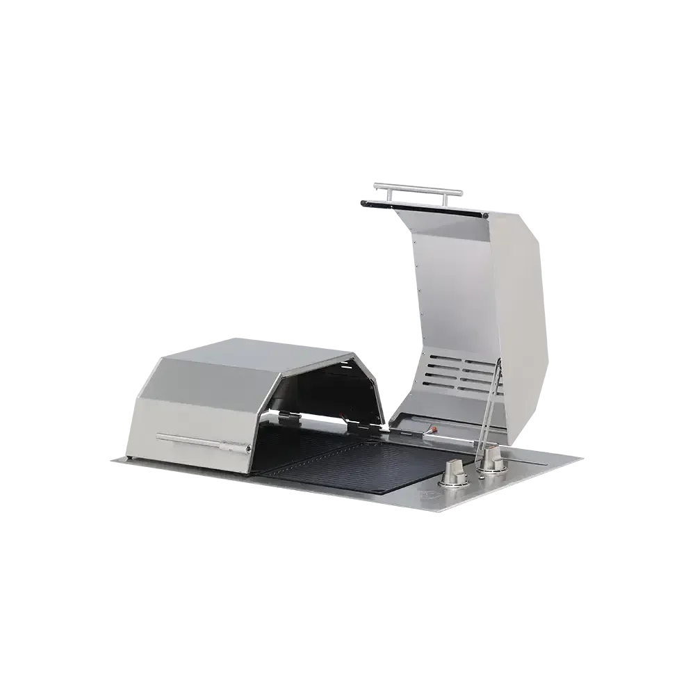 Kenyon Texan 30" 2-Burner Split-Lid Built-In 240V Electric Grill With Knob Control