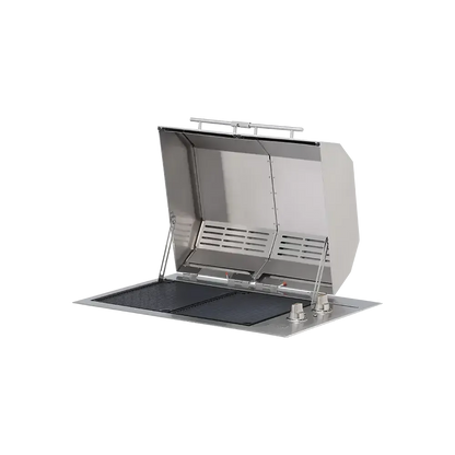 Kenyon Texan 30" 2-Burner Split-Lid Built-In 240V Electric Grill With Knob Control