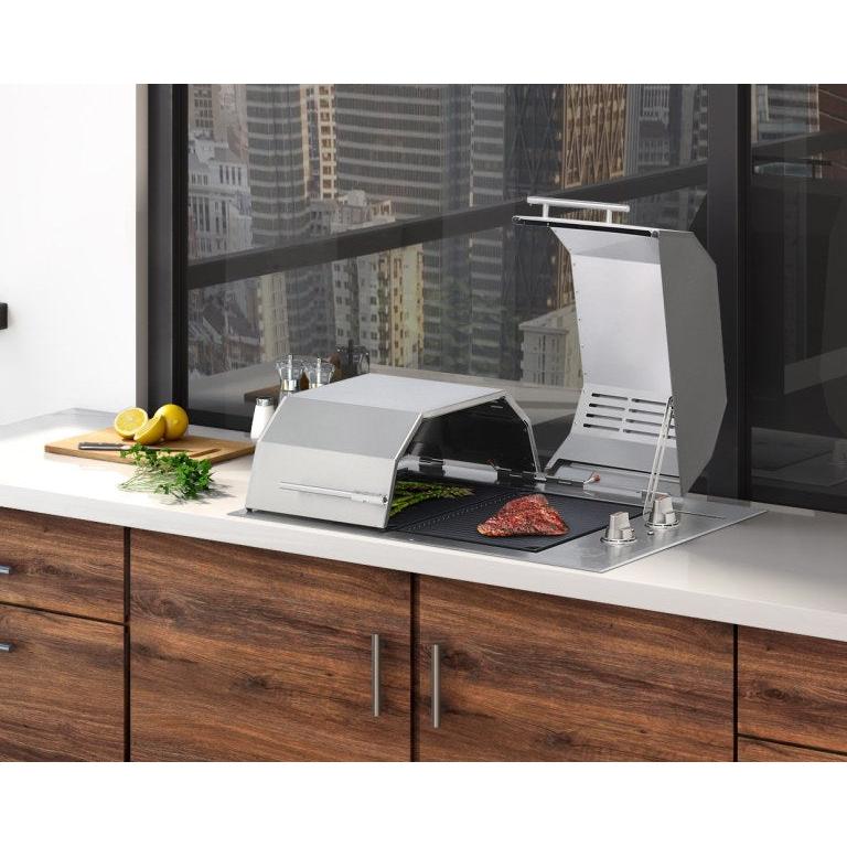 Kenyon Texan 30" 2-Burner Split-Lid Built-In 240V Electric Grill With Knob Control